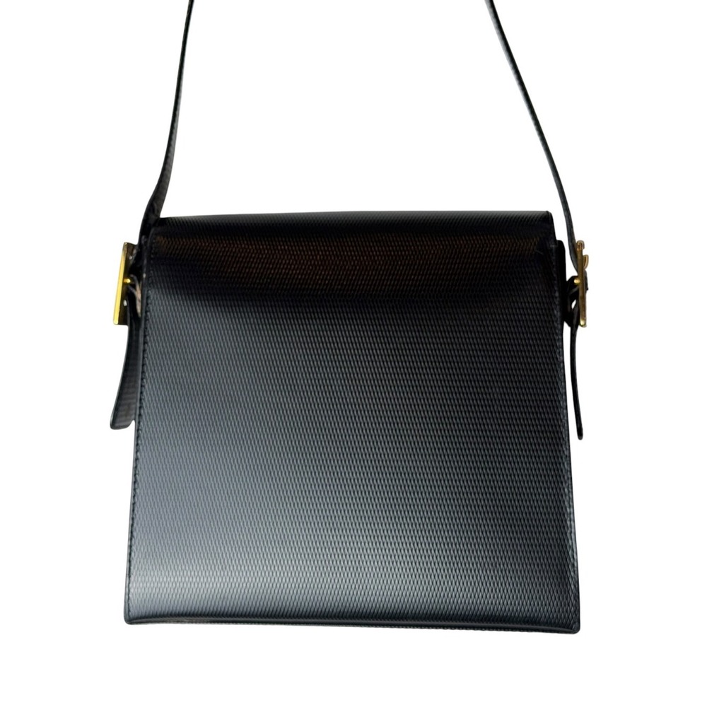 Yves Saint Laurent Vintage Shoulder Bag Black Textured Leather Luxury Retro - Picture 4 of 12